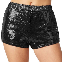 Paillettenshort - kostuum / feestshort - glinsterende pailletten - zwart - maat S - lengte 28 cm