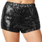 Paillettenshort - kostuum / feestshort - glinsterende pailletten - zwart - maat S - lengte 28 cm