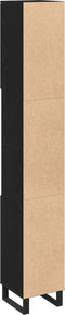 vidaXL - Badkamerkast - Zwart - Eiken - 30x30x190 - cm - Engineered - Wood