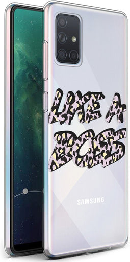 iMoshion Hoesje Geschikt voor Samsung Galaxy A71 Hoesje Siliconen - iMoshion Design hoesje - Zwart / Transparant / Paars / Like A Boss Leopard