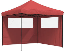 vidaXL - Partytent - inklapbaar - pop-up - met - 2 - zijwanden - bordeauxrood