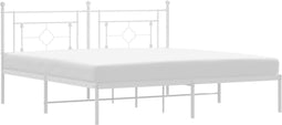 vidaXL - Bedframe - met - hoofdbord - metaal - wit - 180x200 - cm