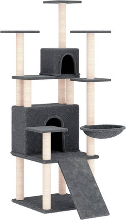vidaXL - Kattenmeubel - met - sisal - krabpalen - 154 - cm - donkergrijs