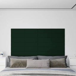 vidaXL - Wandpanelen - 12 - st - 1,62 - m² - 90x15 - cm - fluweel - donkergroen