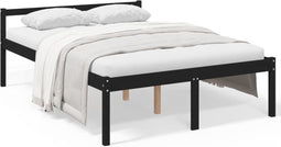 vidaXL - Seniorenbed - massief - grenenhout - zwart - 135x190 - cm