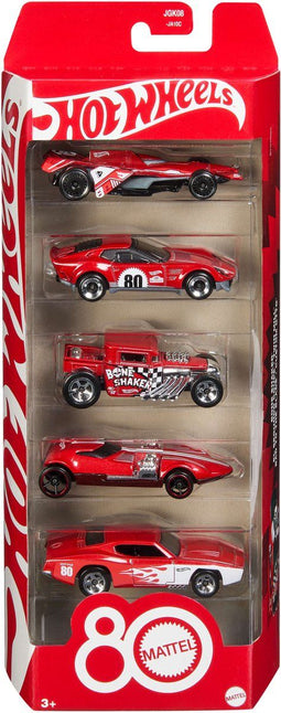 Hot Wheels - 80e Verjaardag 5-Pack - Speelgoedauto's 1:64 met Verzamelverpakking (5 stuks)