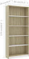 vidaXL - Boekenkast - met - 5 - schappen - 80x24x175cm - bewerkt - hout - wit - en - eiken