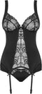 Obsessive Heartina Korset & String - Jarretelset - Maat L/XL - Zwart