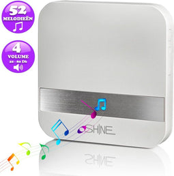 Gong Video deurbel - Chime | Ontvanger met 52 Melodieën - Wit