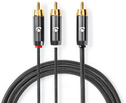 Nedis CATB24000GY30 - RCA naar 2x RCA kabel - 300 cm - Grijs