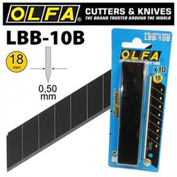 Olfa LBB-10 - Heavy duty reservemesjes - 18mm zwart - Blister van 10