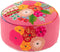 J-Line poef Rond Bloemen Geborduurd - katoen/polyester - roze/mix kleur