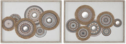 Canvas Home ESPRIT Wit Natuurlijk Boho 70 x 3 x 50 cm (2 Stuks)