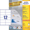 Avery Zweckform 3424, Universele etiketten, Ultragrip, wit, 100 vel, 12 per vel, 105 x 48 mm