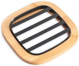 Placemat DKD Home Decor Natuurlijk Zwart Staal Bamboe (17 x 17 x 1 cm)