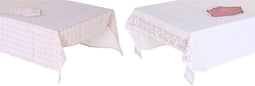Placemat en servetten DKD Home Decor 150 x 250 x 0,5 cm Roze Wit (2 Stuks)