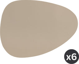 Placemat Stone Togo - kunststof - SET/6 - taupe - 43x32cm