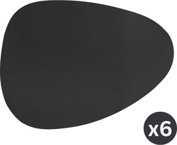 Placemat Stone Togo - kunststof - SET/6 - zwart- 43x32cm