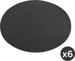 Placemat TROJA - ovaal, SET/6, 33x45cm, zwart