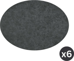 Placemat TRUMAN SET/6, oval, 33x45 cm, double layer, black