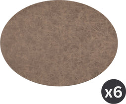 Placemat TRUMAN SET/6, oval, 33x45 cm, double layer, coffee