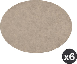 Placemat TRUMAN SET/6, oval, 33x45 cm, double layer, taupe