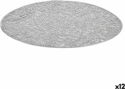 Placemat Zilverkleurig Plastic Ø 38 cm (12 Stuks)