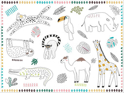 Placemats Kleurplaten Zoo Party - 6 stuks