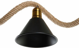 Plafondlamp DKD Home Decor Natuurlijk Zwart Metaal Touw 50 W (85 x 18 x 20 cm)