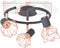 Plafondlamp met 3 spotlights E14 zwart en koperkleurig