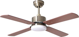 Plafondventilator gelijkstroommotor met geïntegreerd ledlicht 20W (3000K, 4000K, 6500K) KENIA Nikkelkleur met 4 bladen (kersen)
