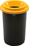 Plafor Eco Bin Ronde Prullenbak voor afvalscheiding - 50L – Zwart/Geel - Inclusief 5-delige Stickerset - Afvalbak voor gemakkelijk Afval Scheiden en Recycling - Afvalemmer - Vuilnisbak voor Huishouden, Keuken en Kantoor - Afvalbakken - Recyclen