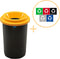 Plafor Eco Bin Ronde Prullenbak voor afvalscheiding - 50L – Zwart/Geel - Inclusief 5-delige Stickerset - Afvalbak voor gemakkelijk Afval Scheiden en Recycling - Afvalemmer - Vuilnisbak voor Huishouden, Keuken en Kantoor - Afvalbakken - Recyclen