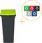 Plafor Fit Bin Prullenbak met Deksel voor Afvalscheiding - 75L – Zwart/Groen - Inclusief 5-delige Stickerset - Afvalbak voor gemakkelijk Afval Scheiden en Recycling - Afvalemmer - Vuilnisbak voor Huishouden, Keuken en Kantoor - Afvalbakken - Recyclen