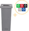 Plafor Fit Bin, Prullenbak voor afvalscheiding - 53L – Grijs - Inclusief 5-delige Stickerset - Afvalbak voor gemakkelijk Afval Scheiden en Recycling - Afvalemmer - Vuilnisbak voor Huishouden, Keuken en Kantoor - Afvalbakken - Recyclen