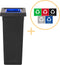 Plafor Fit Bin, Prullenbak voor afvalscheiding - 53L – Zwart/Blauw - Inclusief 5-delige Stickerset - Afvalbak voor gemakkelijk Afval Scheiden en Recycling - Afvalemmer - Vuilnisbak voor Huishouden, Keuken en Kantoor - Afvalbakken - Recyclen