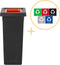 Plafor Fit Bin, Prullenbak voor afvalscheiding - 53L – Zwart/Rood - Inclusief 5-delige Stickerset - Afvalbak voor gemakkelijk Afval Scheiden en Recycling - Afvalemmer - Vuilnisbak voor Huishouden, Keuken en Kantoor - Afvalbakken - Recyclen