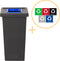 Plafor Fit Bin, Prullenbak voor afvalscheiding - 75L – Zwart/Rood - Inclusief 5-delige Stickerset - Afvalbak voor gemakkelijk Afval Scheiden en Recycling - Afvalemmer - Vuilnisbak voor Huishouden, Keuken en Kantoor - Afvalbakken - Recyclen