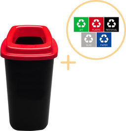Plafor Prullenbak 28L, gemakkelijk afval recyclen – afval scheiden, afvalbakken, vuilnisbak, rood