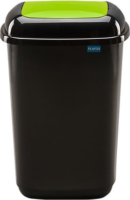 Plafor Quatro Bin, Prullenbak voor afvalscheiding - 45L – Groen/Zwart - Afvalbak voor gemakkelijk Afval Scheiden en Recycling - Afvalemmer - Vuilnisbak voor Huishouden, Keuken en Kantoor - Afvalbakken - Recyclen