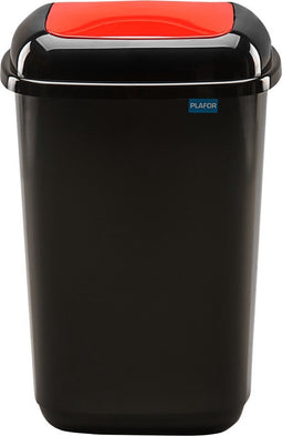 Plafor Quatro Bin, Prullenbak voor afvalscheiding - 45L – Rood/Zwart - Afvalbak voor gemakkelijk Afval Scheiden en Recycling - Afvalemmer - Vuilnisbak voor Huishouden, Keuken en Kantoor - Afvalbakken - Recyclen