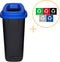 Plafor Sort Bin, Prullenbak voor afvalscheiding - 90L – Zwart/Blauw - Inclusief 5-delige Stickerset - Afvalbak voor gemakkelijk Afval Scheiden en Recycling - Afvalemmer - Vuilnisbak voor Huishouden, Keuken en Kantoor - Afvalbakken - Recyclen