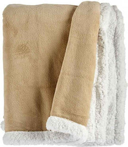 Plaid | Fleece met teddymateriaal | sherpa| beige | wit | 130x170cm