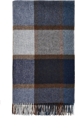 Plaid Geblokt Blauw - Merino Lamswol - 140x185 - Bronte by Moon Scotland