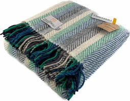 Plaid Gestreept Blauw en Groen (Riverland Green and Blue) - 150x183 - Nieuw Wol - Tweedmill UK