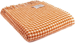 Plaid Houndstooth Oranje (Pumkin) - 150x183 - Nieuw Wol - Tweedmill UK
