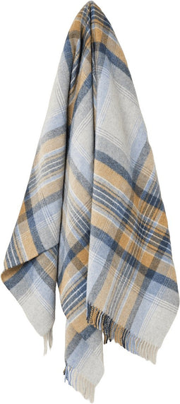 Plaid Kintyre Blauw - Shetland Lamswol - 140x185 - Bronte by Moon Scotland