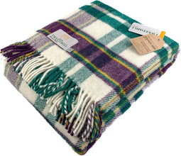 Plaid Ruiten Paars en Groen - 150x183 - Nieuw Wol - Tweedmill UK