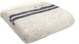 Plaid Visgraat 2 streep Grijs en Blauw - 150x183 - Nieuw Wol - Tweedmill UK