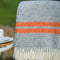 Plaid Visgraat 2 streep Grijs en Oranje - 150x183 - Nieuw Wol - Tweedmill UK
